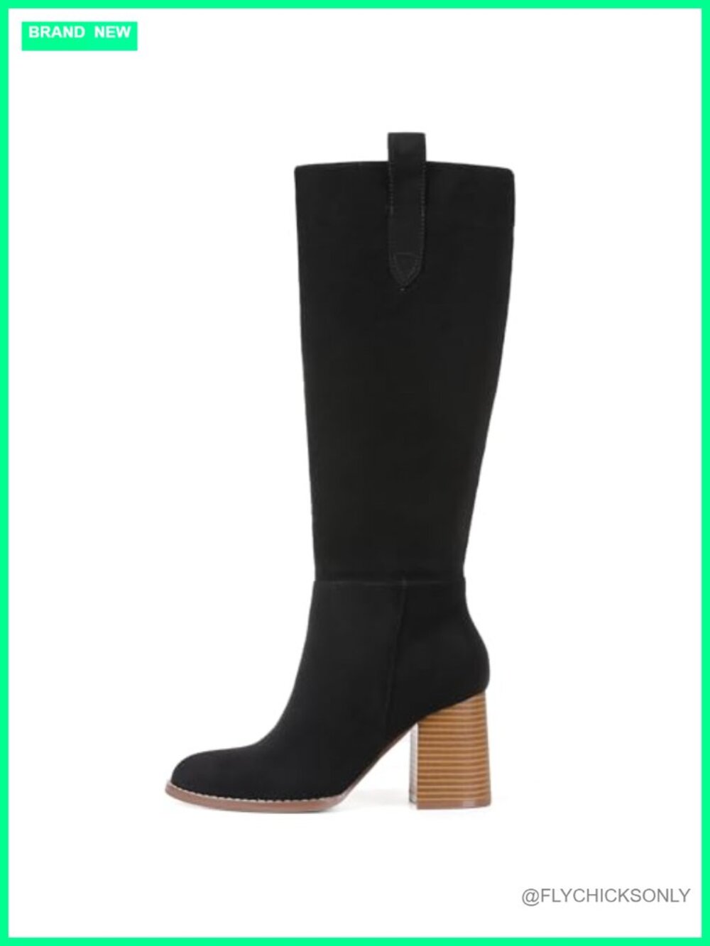 Suede Knee High Boots Chunky Heel Tall Womens Round Toe